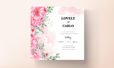 Romantic flower wedding invitation card template with hand drawing floral