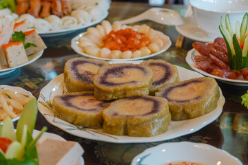 Traditional cuisine at Tet holiday of Southern Vietnam family