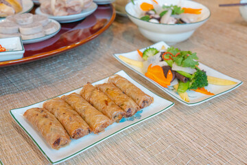 Traditional cuisine at Tet holiday of Northern Vietnam family