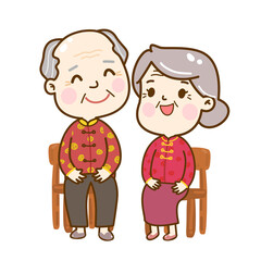 Cartoon Chinese Couple Character Vector.