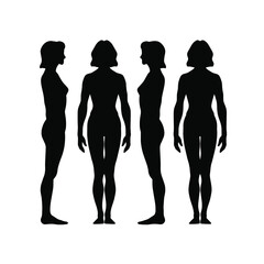 Solid silhouette of a woman standing In front side from the back
