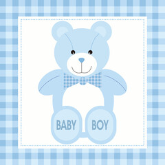 baby boy shower card with teddy bear