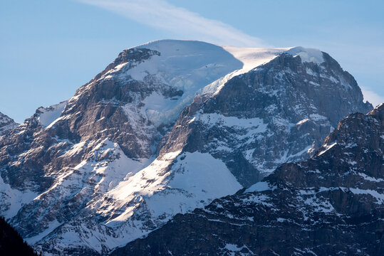 alpine mountain peak close up. Tödi mountain. Switzerland landmark