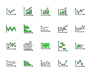 Diagram design icons set. Thin line vector icons for mobile concepts and web apps. Premium quality icons in trendy flat style. Collection of high-quality color outline logo