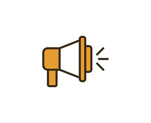 Loudspeaker flat icon. Thin line signs for design logo, visit card, etc. Single high-quality outline symbol for web design or mobile app. Marketing outline pictogram.