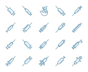 Syringe design icons set. Thin line vector icons for mobile concepts and web apps. Premium quality icons in trendy flat style. Collection of high-quality color outline logo