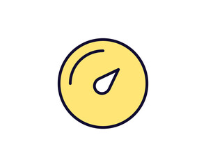 Speedometer flat icon. Thin line signs for design logo, visit card, etc. Single high-quality outline symbol for web design or mobile app. Siign outline pictogram.