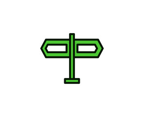 Road sign line icon. Vector symbol in trendy flat style on white background. Travel sing for design.