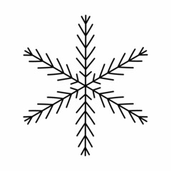 Snowflake doodle isolated on a white background. Vector hand-drawn illustration. Perfect for holiday and Christmas designs, cards, logo, decorations.