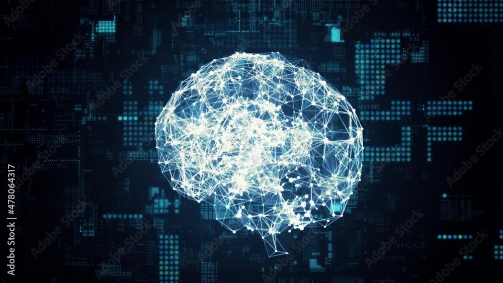 Poster AI (Artificial Intelligence) concept. Deep learning. Electronic circuit.