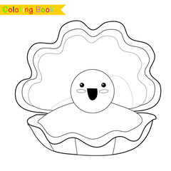 Coloring sea animals worksheet page. Educational printable coloring worksheet. Coloring game for preschool children. Black and white vector illustration. Motor skills education.