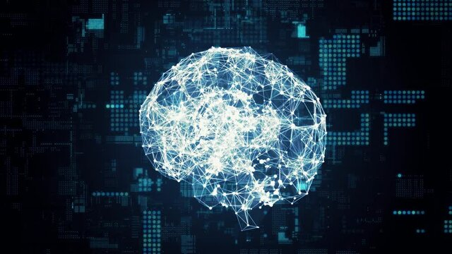 AI (Artificial Intelligence) concept. Deep learning. Electronic circuit.