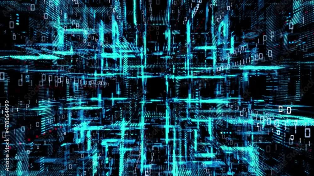 Poster Rays of light passing through cyberspace. Communication network concept.