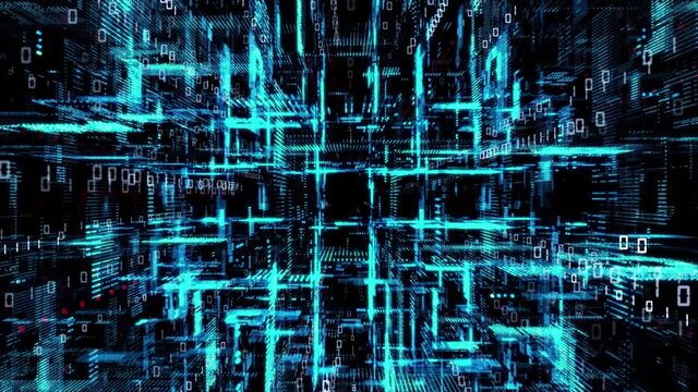 Rays of light passing through cyberspace. Communication network concept.