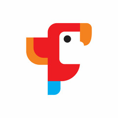 parrot geometry mascot logo design