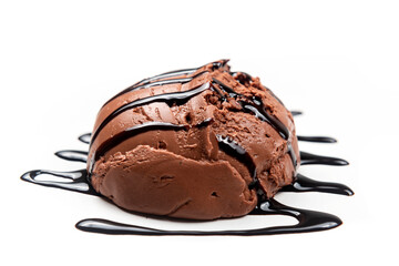 Chocolate ice cream with chocolate sauce