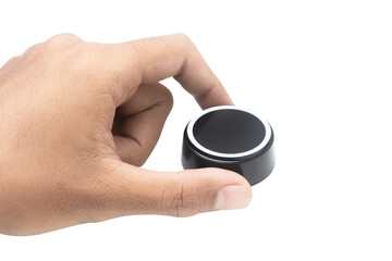 Human hand turning a knob