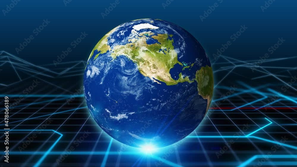 Poster earth and electronic circuits. global network.