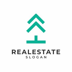 Real estate logo, house and pine tree