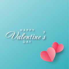 Happy Valentine s Day card with 3d pink hearts. Vector.