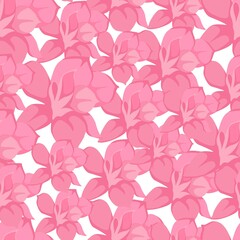Floral seamless pattern with pink magnolia flowers isolated on white background. Spring flowers for fabric, prints, greeting cards.