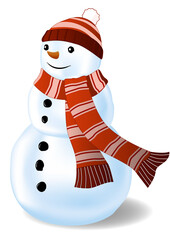 A snowman in an orange scarf