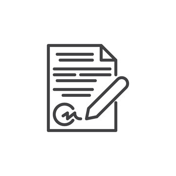recommend clip art: Pen signing a contract line icon