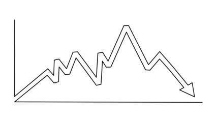 Draw a continuous line of the down trend chart. The concept of crisis