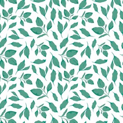 Leaves seamless pattern. Spring pastel background isolated on white.
