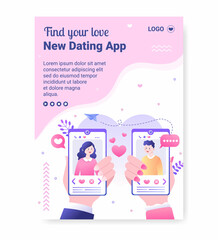 Dating App For a Love Match Banner Template Flat Design Illustration Editable of Square Background Suitable to Social Media or Valentine Greetings Card