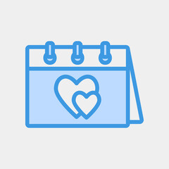 Valentine day icon vector illustration in blue style about calendar and date, use for website mobile app presentation