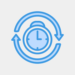 Reschedule icon vector illustration in blue style about calendar and date, use for website mobile app presentation