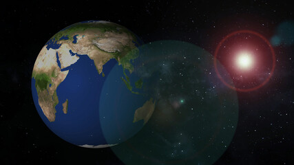 Planet earth from space. Global space exploration space travel concept. Digitally generated image.