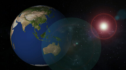 Planet earth from space. Global space exploration space travel concept. Digitally generated image.
