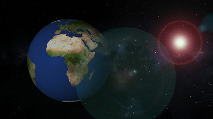 Planet earth from space. Global space exploration space travel concept. Digitally generated image.