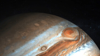 Ultra-realistic 3D Jupiter and stars. Jupiter from space. 3D render. © K. Vikas