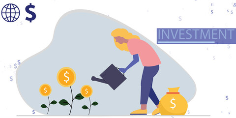 2d illustration money investment concept