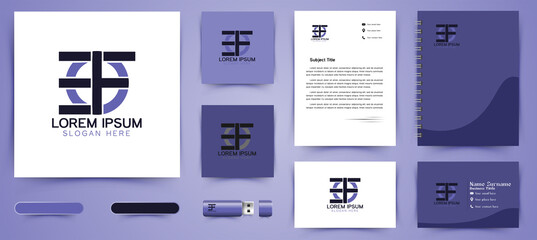 letter E F monogram logo business branding package template Designs Inspiration Isolated on White Background - obrazy, fototapety, plakaty