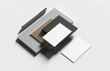 Realistic business card mock up on modern background. 3D illustration.