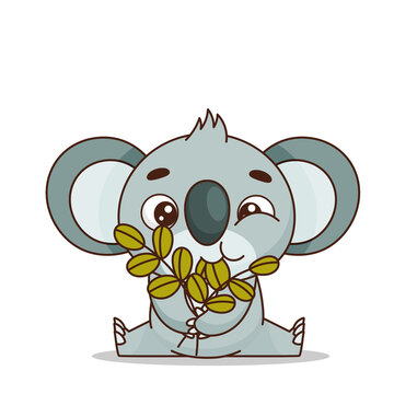 cute koala eating leaves cartoon clip art preview