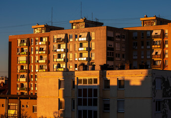 Ex-soviet concrete block houses in eastern-europe