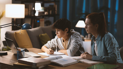 Students watching online classes