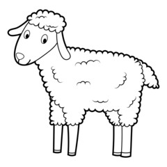 Coloring book for children, lamb. Vector isolated on a white background.