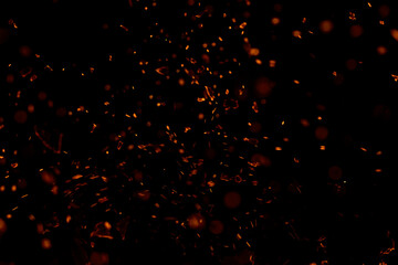 flame fire with sparks on black background © studybos