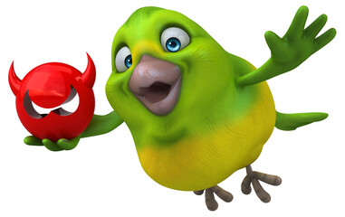 Fun green bird - 3D Illustration