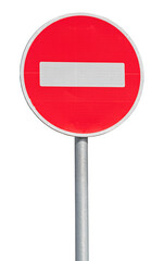 Round sign No Entry isolated on white