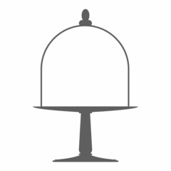 Cake stand with lid in flat icon style. Empty tray for fruit and desserts. Vector illustration.