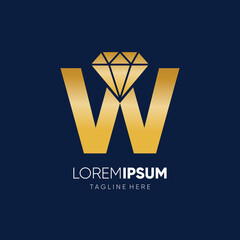 Letter W Diamond Logo Design Vector Icon Graphic Emblem Illustration