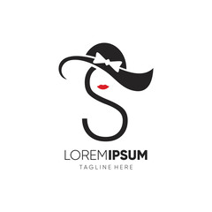 Letter S Beauty Woman Hat Logo Design Vector Icon Graphic Emblem Illustration