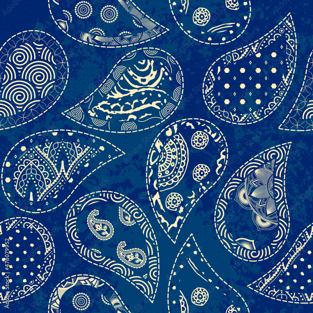 Poster Patchwork textile pattern. Seamless quilting design background.